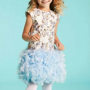 Robe Fille Lola Et Moi En Taffetas De Soie Bleu Vert - Taille 6, Occasion Très Bon état